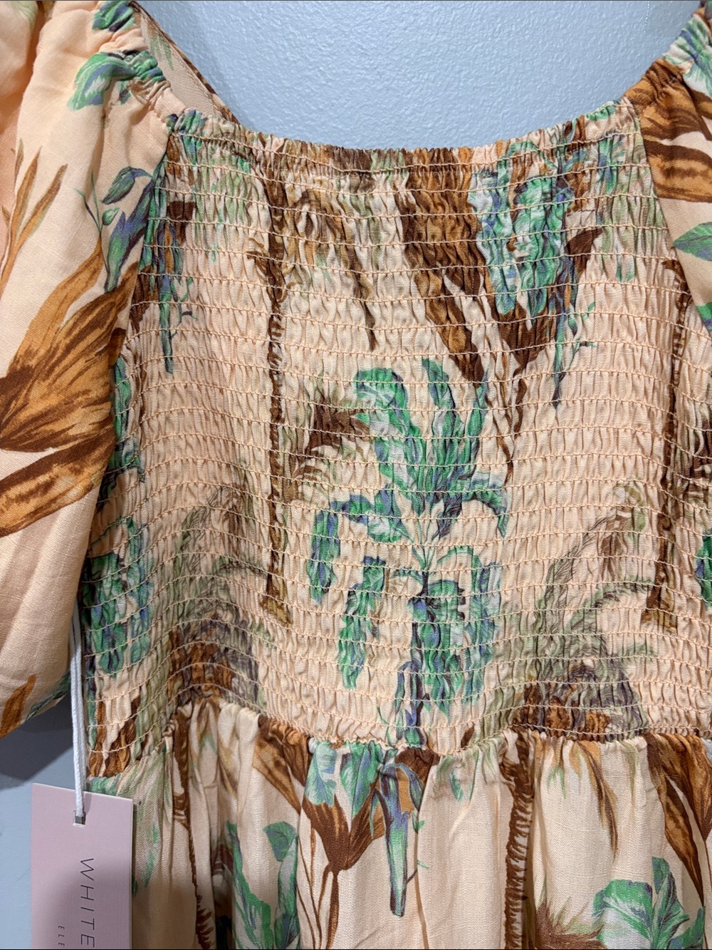 White Closet Cream Tropical Tie-Front Mini Dress - Picture 7 of 13